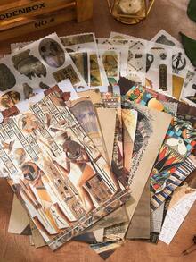 50 piezas/Paquete Pegatinas con Temática Egipcia Vintage, Pegatinas Decorativas Creativas y Estéticas, Materiales de Manualidades para Decoración DIY, Regalos de Vacaciones, Scrapbooking Personalizado, Útiles Escolares