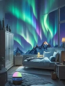 1个USB供电的动态极光投影夜灯，适合成人房间装饰和活动，也是情人节、圣诞节、新年和生日的理想礼物。 - 黑色 - 查看 8