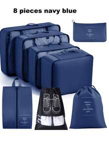 9pcs/7pcs/1pc Beige Letter Pattern Travel Packing Cubes, Travel Organizer Set, Luggage Organizer Bags, Travel Luggage Packing Organizers With Laundry Bag, Compression Shoe Bag, Clothes Underwear Bag, Unisex, Make Travel Easier, Suitable For Travel Storage Bags, Cosmetic Bags, Dorm Room Decor, Bedroom Storage Bags