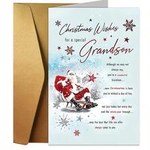 1 张节日圣诞节孙子贺卡，带信封，4.72 英寸 X 7.09 英寸，祖父母的温馨节日祝福，高品质纸张，适合任何人，生日场合 - 彩色 - 查看 5