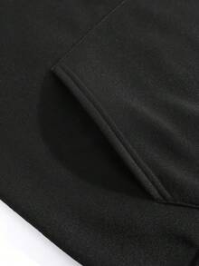 Sudadera Casual para Mujeres con Patrón "Modo Vacaciones" - Negra, Manga Larga, Cordón, Bolsillo, Perfecta para el Ocio en la Playa y Piscina, Ropa de Playa - Negro - Ver 3