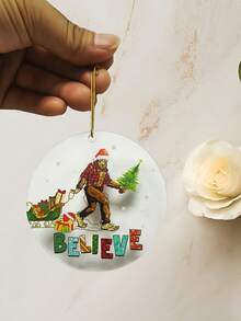 3pcs/1 Piece, 8cm/3.2 Inches Round Acrylic Christmas Tree Decoration, Christmas Gorilla Gift, Christmas Hanging Gift, Christmas Decoration Supplies, Home Decoration, Holiday Decoration, Room Decoration, Christmas(Lanyuan Comes With) - Multicolor - View 4