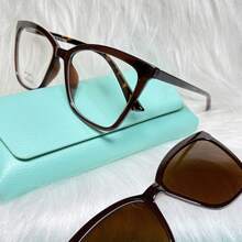 Women's 2-In-1 Clip-On Glasses Acetate Nylon Square Size L - Tartaruga - View 3