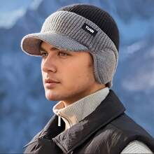 4-Color Men's Winter Hat - Ear Flap Design, Contrast Color Style, Slightly Elastic Warm Outdoor Cap, Suitable For Cold Weather Travel Winter Warm