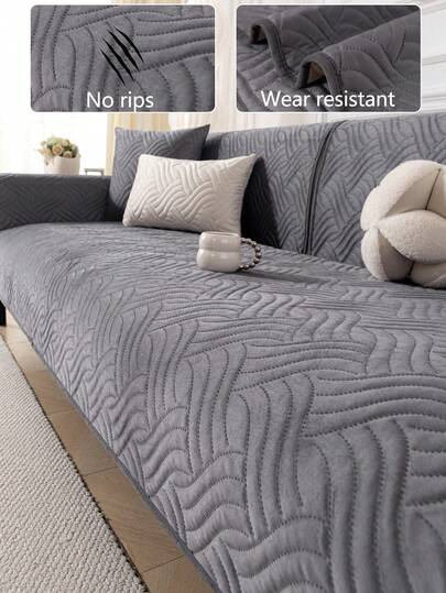 1pc All Season Sofa Cushion Cover, Modern Minimalist Anti-Slip Sofa Seat Pad, Dust-Proof And Washable Sofa Slipcover, Light Gray Fresh And Fashionable, Soft And Colorfast, Pet-Friendly Protective Cover, Adjustable For Corner Sofa, Suitable For Bedroom, Office, Living Room, L-Shaped Sofa And 1/2/3/4 Seat Sofa
