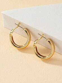 1pair Fashion Iron Alloy Minimalist Hoop Earrings For Women For Daily Decoration