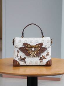 2025 Luxury Fashion New Rhinestone Butterfly Hardware Vintage Floral Handbag, Exquisite Embroidered Small Square Bag, Commuter Large Capacity Shoulder Crossbody Bag, Versatile Mother Bag, Elegant Small Purse - 彩色 - 查看 3