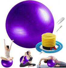 Pelota Fitness De Ejercicio para Yoga Pilates con Bomba para Pilates Yoga Ejercicios Abdominales Y Ejercicios Básicos Fitness Equilibrio Gym - Plateado - Ver 9