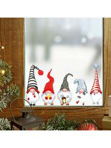 1pc Christmas Winter Window Sticker, Glass Wall Decal, Christmas Shop Door Window Sticker, Holiday Decoration Film, For Holiday Display, Seasonal Home Decor, Holiday Decoration, Classic Holiday Design, Christmas Sticker, Party Planner, Holiday Gift - Multicolor - View 4