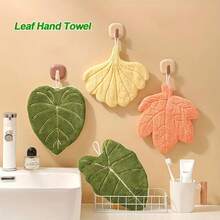 1pc Super Absorbent Quick Dry Bath Towel, Tropical Leaf Design Soft Coral Fleece Hand Towel With Hanging Loop Thumb Towel, Suitable For Spa, Bathroom, Kitchen - Fast Drying Green Plant Leaf Fabric, Home SPA Accessory, Natural Inspired Decor, Fluffy Texture, Essential For Spa Enthusiasts
