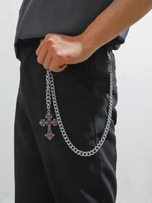 1pc Men's Double Layer Silver Pant Chain, Thick Circle Chain Accessory Suitable For Suit Pants, Everyday Wear Autumn-Winter Accessories Halloween Costume,Suitable For Teens, Youth,Men,Casual, Outdoor, Athletic, Vacation, Graduation Gifts, Birthday, Daily Wear