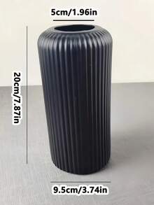 别致条纹陶瓷外观塑料花瓶 | 鲜花花瓶，易于放置家居装饰家居装饰条纹花瓶：陶瓷外观塑料，用于鲜花 | 易于放置在客厅/卧室房间装饰花瓶玻璃花瓶 - 彩色 - 查看 9