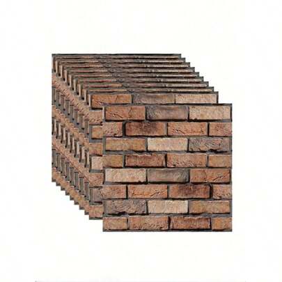 10 Pieces Of 3D Self-Adhesive Wall Sticker Waterproof PVC Brick Patterned Wallpaper, Two Different Materials (Ordinary And Thick) Removable Wall Art Stickers, DIY Home Art Decoration, Indoor Wall Decoration Such As Living Room, Bedroom, Dining Room, Bathroom, Etc