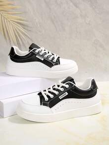 Tênis Branco com Sola Grossa e Elevada para Mulheres, Sapatos de Lona Casuais, Novos Lançamentos de Primavera/Outono, Estudante, Versátil, Esportivo