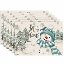 1/4/6 pezzi Tovaglietta natalizia, tovaglietta con stampa di albero di Natale, fiocco di neve e campana, tovaglietta antiscivolo e isolante per tavolo da festa natalizia, decorazione per feste, ristoranti e cucina, regalo di Natale raffinato
