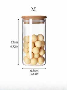 高硼硅玻璃密封储物罐，适用于存放谷物、麦片、干果、柑橘皮和茶叶。直筒圆柱形设计，配竹制盖子，简约透明，是家居收纳的理想之选。