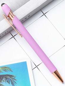 1/5/10/20/36pcs Customized Text/Logo Personalized Luxury Soft Touch Rose Gold Elegant Custom Rubber Stylus Ballpoint Pen, Aluminum Barrel Ballpoint Pen, Perfect Gift For Bridesmaids, Women, Kids, Students, Teachers, Family And Friends