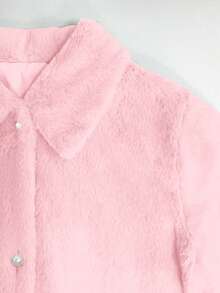 Áo khoác nữ cổ bẻ cài cúc phía trước, màu trơn mới, thanh lịch và dễ thương, phù hợp cho các buổi đi chơi, tụ họp, du lịch, đi làm, văn phòng, hẹn hò, mặc hàng ngày, cũng có thể mặc vào dịp Giáng sinh, Halloween (không bao gồm thắt lưng). - Hồng - Xem 4