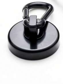 2 件重型磁性挂钩带快速夹 - 8 磅钕磁铁，旋转设计，适合烧烤、厨房、车库和巡航使用，春季 - 黑色 - 查看 5