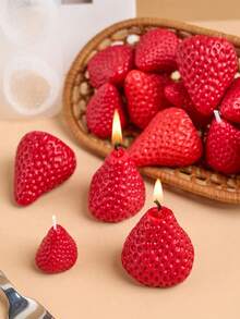 9/6/4/1 Pcs Strawberry Scented Candle Gift Set - Handmade Shaped Candles Packed In Fragrance Gift Box, Perfect For Valentine's Day Or Gift For Strawberry Lovers - Strawberry - View 10