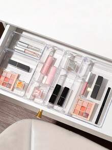 1/3/5/7/11/18/25/37pcs, Versatile Clear Drawer Cosmetic Organiser Set, Featuring 4 Trays Of Varying Sizes For Effortless Storage, Perfect For Organising Cosmetics, Accessories, School Supplies, Kitchen Utensils, And Office Essentials, Ideal For Holiday Gifting, Home Makeovers, And Seasonal Decluttering, Enhance Your Space For Christmas, Thanksgiving, New Year, And Valentine's Day Celebrations, Elevate Your Organisational Style With This Multi-Purpose Solution For Every Room In Your Home.