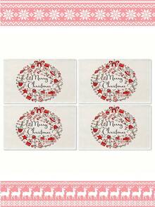 4 piezas/6 piezas Manteles de mesa rectangulares de lino navideños, de 12x18 pulgadas, lavables a máquina, decoración de mesa tejida en amarillo y gris para comedor, hogar, cocina, banquete, cafetería