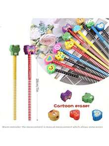 20 Wooden Pencils With Eraser Graphite Pencil With Eraser Graphite Wooden Pencil Hardness HB Pencil Party Gift Birthday Christmas, School Supplies Stationary Teacher Gift(Color Random)