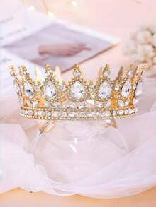 1pc Luxury Diamond Crystal Princess Bridal Crown,For Birthday Wedding Party Exquisite Elegant Women Decoration Crown Headpiece Bride's Tiara
