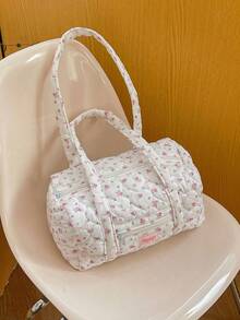 1Pc Pink Floral And Strip Pattern Duffel Bag With Large Capacity, Lightweight Travel Bag With Cute Prints - Perfect For Overnight Trips, Sports And Everyday Use.Travel Luggage Bag Women Gym Bag With Wet Bag Women Carry On Weekender Bag Gym Bag For Going Out, Short Trip, Fitness, Sports, Traveling Travel Accessories Travel Outfit Airport Travel Stuff Clothes Luggage Bag Christmas Gift Ideas - 粉色 - 查看 13