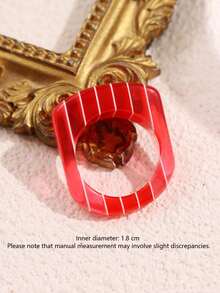 5pcs/Set Red & Green Striped Jelly Rings, Christmas Color Dopamine Ring Set, Everyday & Holiday Stacking Jewelry For Women, Autumn/Winter