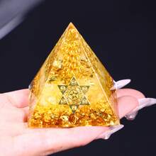 1入組orgone金字塔天然水晶能量發生器,改變你的家-帶來正能量,緩解壓力,治療,冥想,吸引財富,裝飾品,收藏品 - 金黃色 - View 14