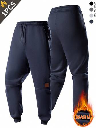 Nya herrbyxor med vardagskläder, lös passform, dragsko i midjan, termofodrade joggingbyxor, mångsidiga för höst/vinter