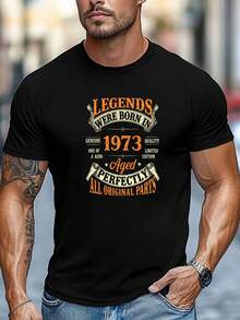 Camiseta gráfica para hombres LEGENDS WERE BORN IN 50.11meter - Cuello redondo casual, manga corta, camiseta de verano con diseño de coche vintage, negra, ligera y transpirable para atuendo casual HDXA - Negro - Ver 1