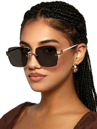 1pc Diamond Shaped Half Frame Small Frame Fashionable Glasses For Women, Exquisite And High-End, Suitable For Wearing During Summer And Beach Vacations