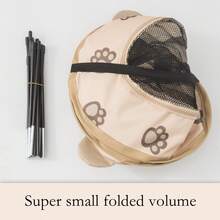 1pc Beige Color Foldable & Portable Pet Playpen, 600D Waterproof Oxford Cloth + Breathable Mesh, Indoor/Outdoor Cat Dog Use, Pet Nest Whelping Box For Camping, Easy To Store And Carry