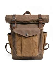 Mochila estilo vintage americano, mochila de regalo para vacaciones, bolsa de lona encerada, bolsa de lona casual para viajes, senderismo y portátil