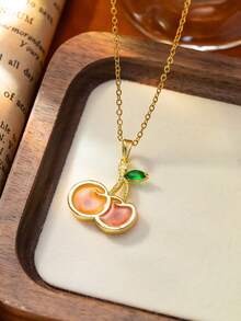 1pc Stainless Steel Gold Bohemian Eye Pendant Necklace, Fashion French Hip-Hop Style Casual Minimalist Versatile, Suitable For Daily, Street, Valentine's Day, Party, Holiday Wear Or Gift