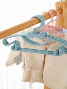 10pcs Beige Children's Clothes Hangers, Portable Display Hangers, Plastic Kids Jacket Hangers, Baby Garment Organizer