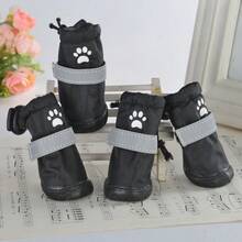 Waterproof Dog Shoes, Reflective Puppy Rain Boots For Small/Medium Dogs - Black - View 1