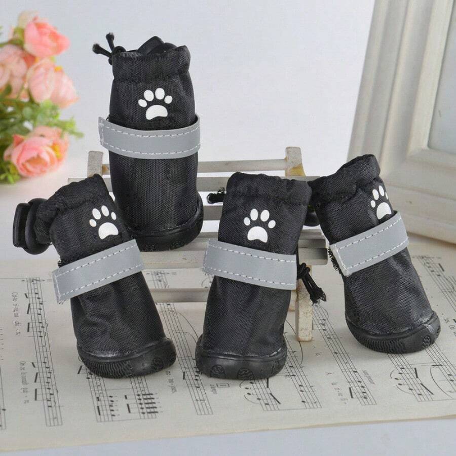 Waterproof Dog Shoes, Reflective Puppy Rain Boots For Small/Medium Dogs - Black - View 1