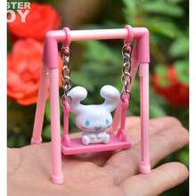 Sanrio Cartoon 4pcs Hello Kitty Cinnamoroll My Melody Pom Purin Swing Action Figures Gashapon Toys Decoration Ornament Kids Gifts