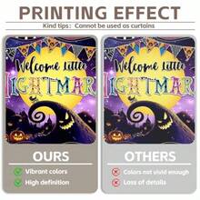 D72x43inch Fabric Welcome Little Nightmare Backdrop Halloween Pumpkin Moon Town Background Birthday Baby Shower Christmas Party Decorations Photo Booth Banner10