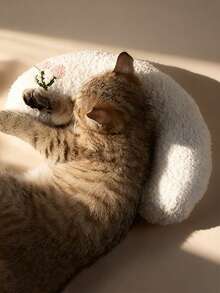宠物睡枕猫用时尚颈部保护器深度睡眠小狗U型猫用品小猫头枕狗睡枕猫用抱枕睡枕，可机洗 - 黃色 - 查看 5