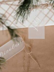 1 Piece Custom Text, Pink Ribbon, Blank Acrylic Arch Ribbon Wedding Seat Label, Party Business Card Reservation Logo, Bookmark, Book Tag, Surprise Gift, Beautiful Accessory, Romantic Gift, Custom Text, Boyfriend/Girlfriend Gift, Father/Mother Gift, Lover/Couple/Best Friend Gift - Multicolor - View 7