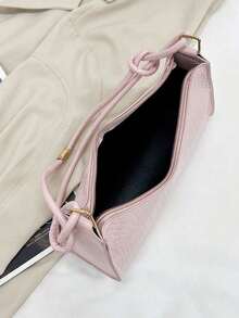 Women Solid Color Minimalist Shoulder Bag, Casual Daily Use, Fashionable Burgundy Bag , Red Bag , Burgundy Bag - 粉色 - 查看 3