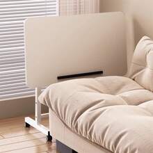 Desks With Wheels, 65-87cm Height-Adjustable Mobile Standing Table Overbed Table, 60x40cm Foldable Laptop Table 180 Rotating Table Top For Office Living Room Bedroom - 白色 - 查看 4