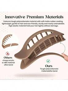 1pc Random Color Matte Oval Flat Clip, Minimalist Dull Finish Large Curved Arc Hair Clip, Duck Clip