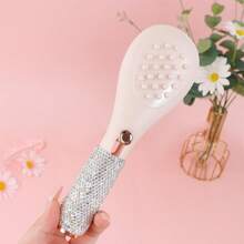 1pc Rhinestone Decor Detangling Comb, Lightweight Luxury Expandable Anti-Static Hair Brush, Self-Cleaning Magic Comb