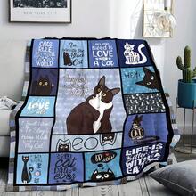 Comfortable Lover Flannel Blanket - Soft, All-Season Use With Fun Black Pattern And Geometric Shapes - Washable, Suitable Sofa Or Bed Use B6OK - Multicolor - View 1
