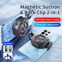 1 pieza Ventilador de enfriamiento magnético y de clip para teléfono en color negro